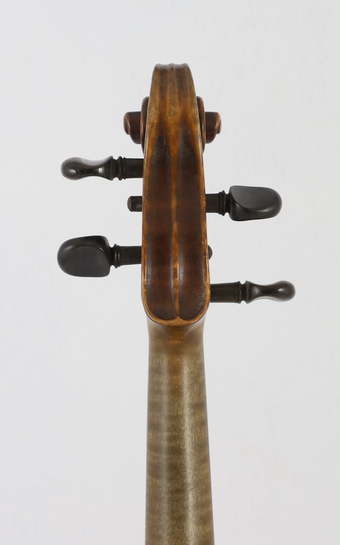 A 19th century French single back violin, length of back 36.2cm